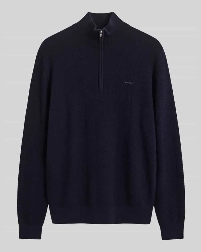Gant Regular Fit Troyer aus Baumwoll-Woll-Mix Dunkelblau