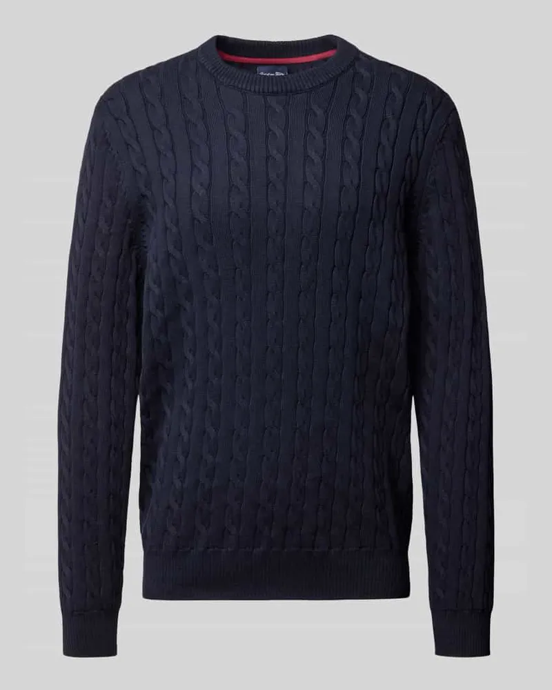 Christian Berg Strickpullover mit gerippten Abschlüssen Marine