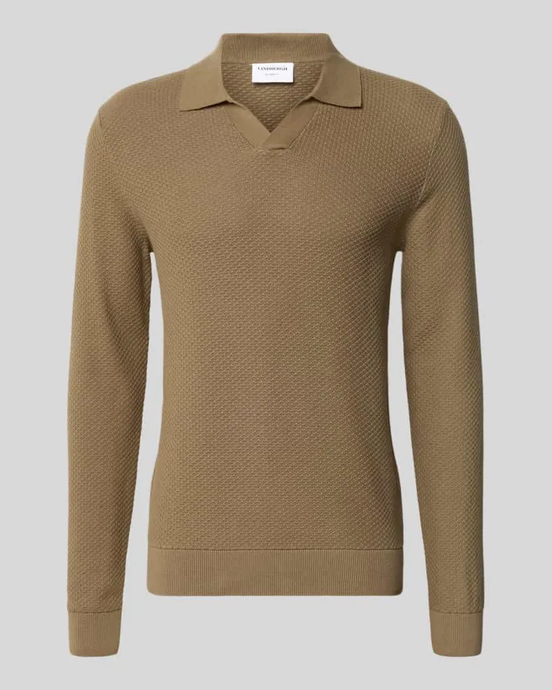 Lindbergh Strickpullover mit Strukturmuster und Umlegekragen Camel