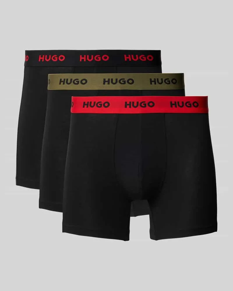 HUGO BOSS Boxershorts mit elastischem Logo-Bund im 3er-Pack Black