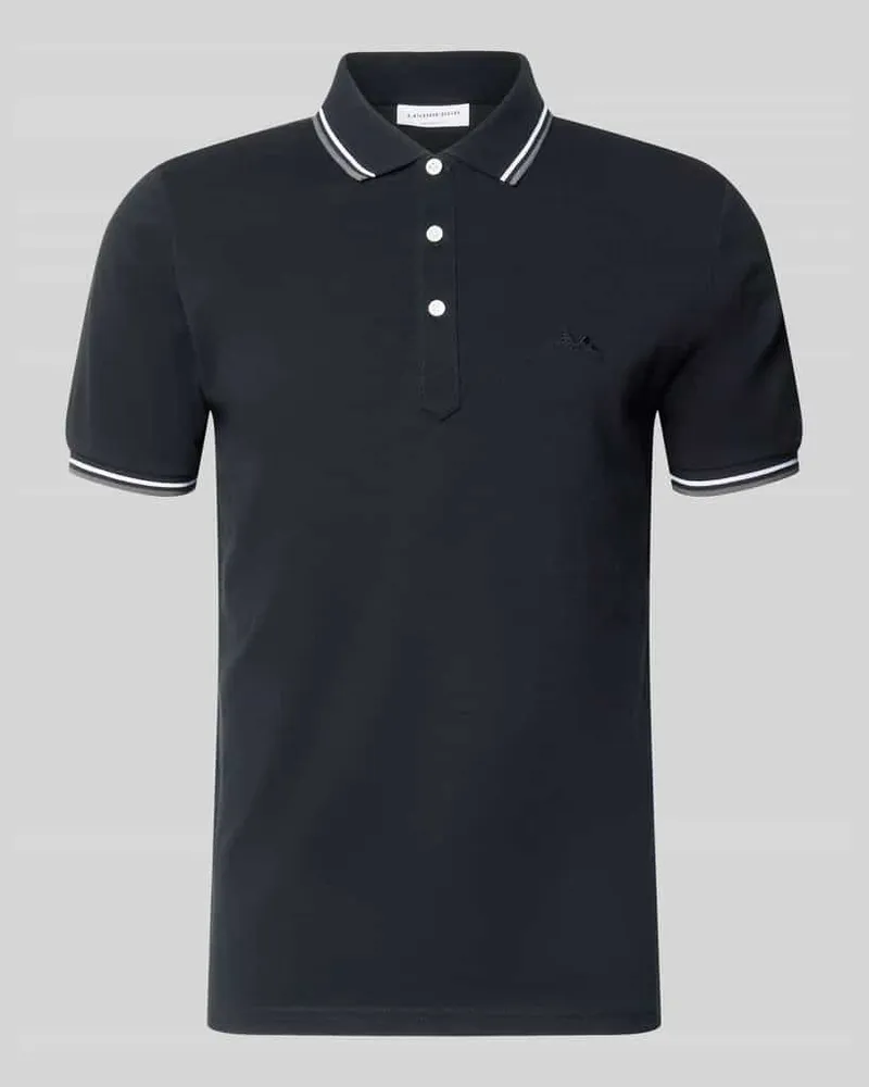 Lindbergh Relaxed Fit Poloshirt mit Kontraststreifen Black