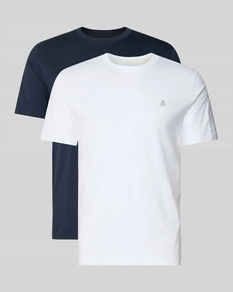 Marc O'Polo Regular Fit T-Shirt Set aus reiner Baumwolle im 2er-Pack Marine