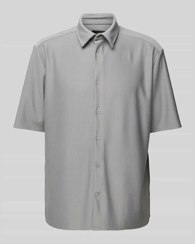 Only & Sons Relaxed Fit Freizeithemd mit Feinripp Modell 'BOYY LIFE Hellgrau