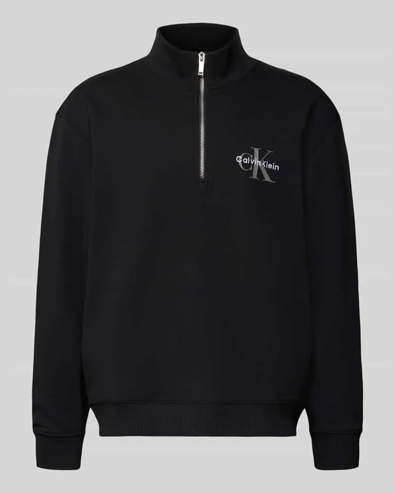 Calvin Klein Regular Fit Sweatshirt mit Logo-Stitching Modell 'Terry Black