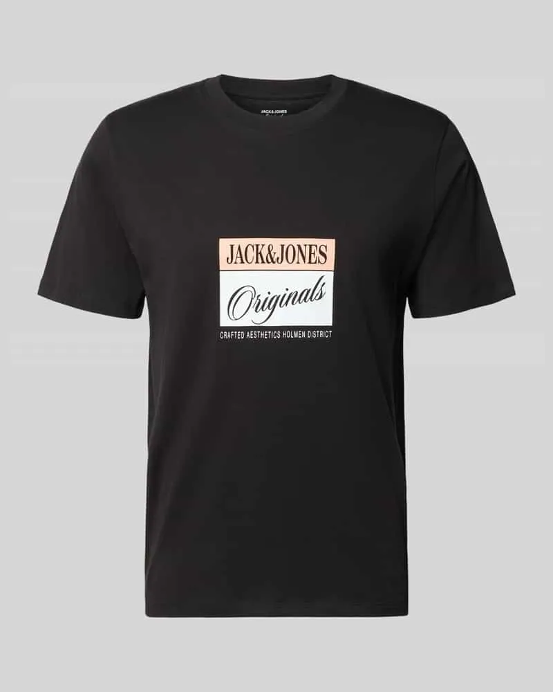 Jack & Jones T-Shirt mit Statement-Print Modell 'RHYERES Black