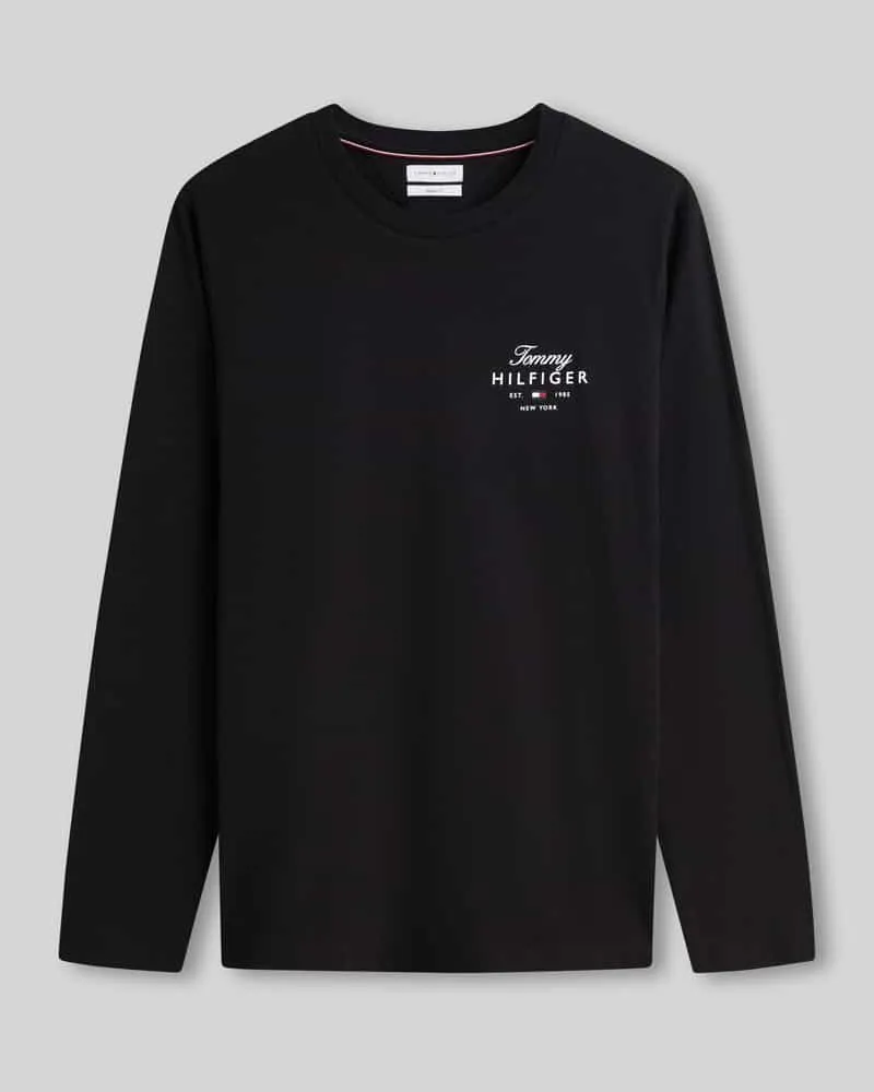 Tommy Hilfiger Regular Fit Langarmshirt aus reiner Baumwolle Black