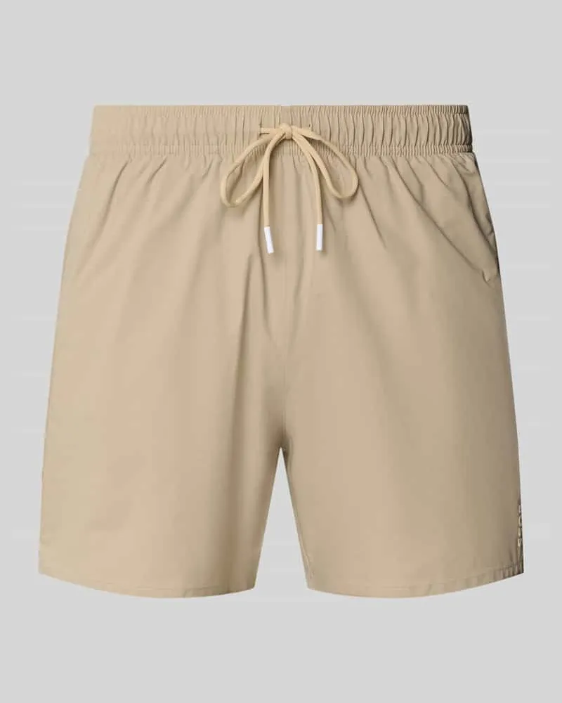 HUGO BOSS Badeshorts mit Label Stitching Modell 'ICONIC Sand