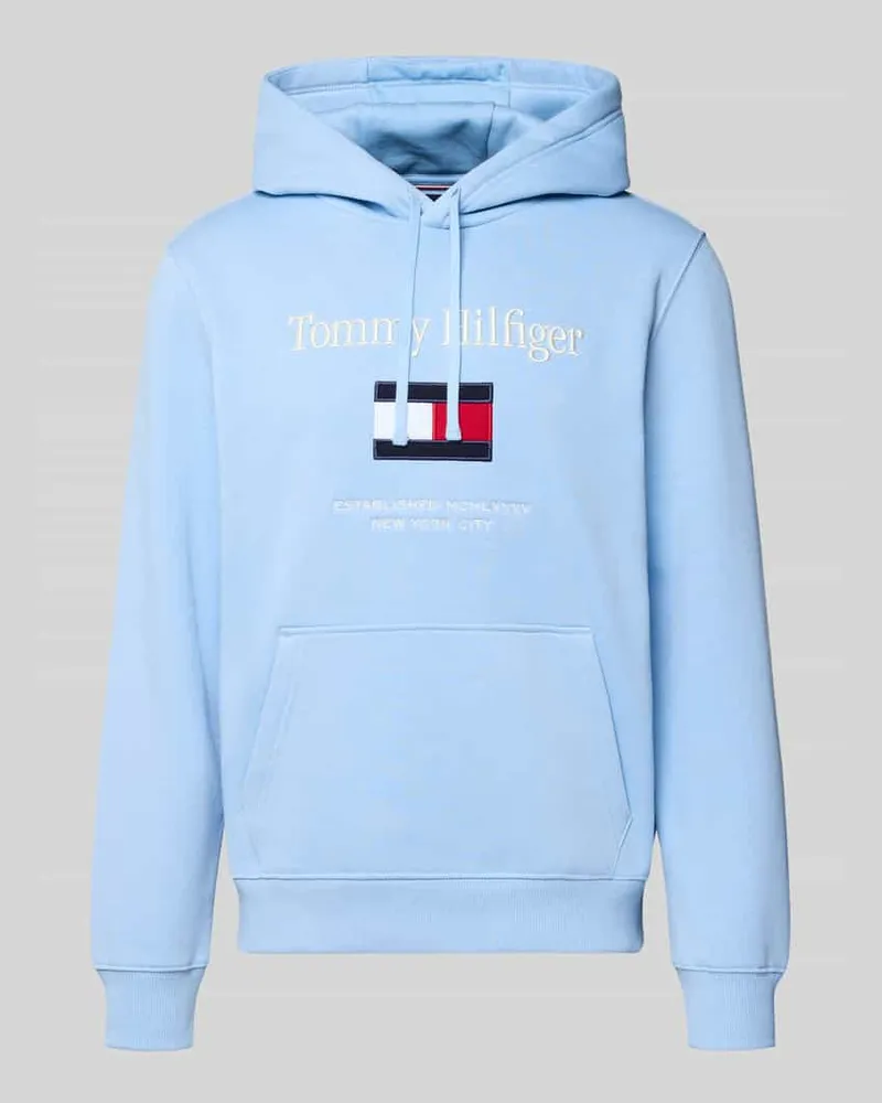Tommy Hilfiger Regular Fit Hoodie aus Baumwoll-Mix Hellblau