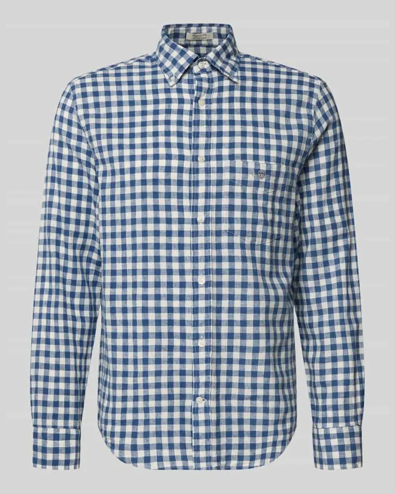 Gant Regular Fit Leinenhemd mit Baumwoll-Anteil Modell 'GINGHAM Royal