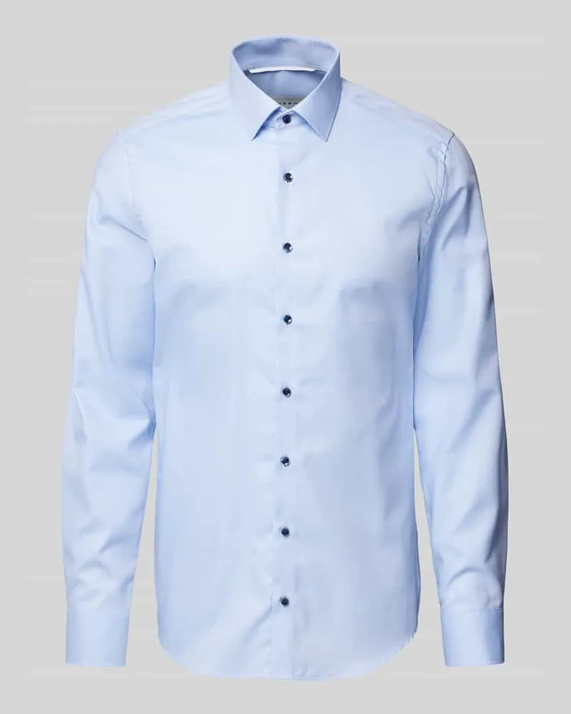 Eterna Slim Fit Businesshemd aus Uni Struktur Marine