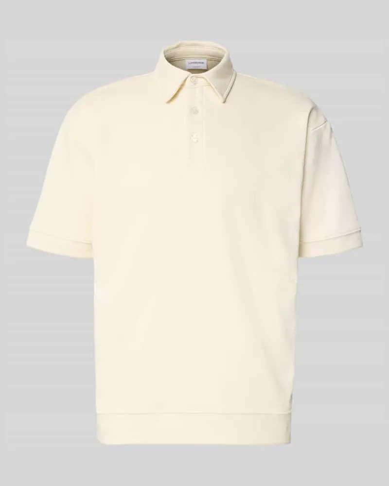 Lindbergh Oversized Poloshirt mit Polokragen und Label-Detail Ecru