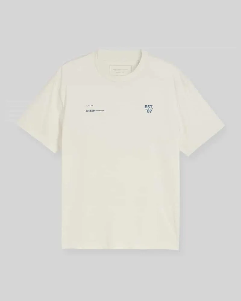 Tom Tailor Relaxed Fit T-Shirt aus reiner Baumwolle Offwhite