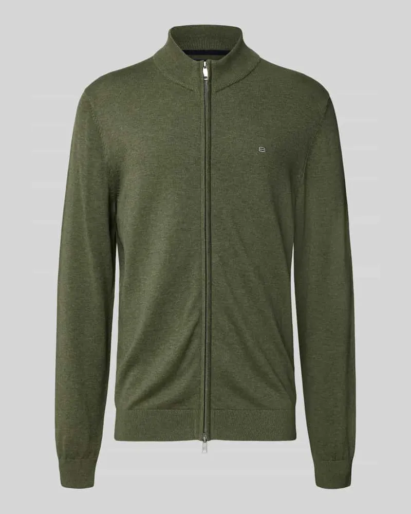Christian Berg Strickjacke mit Reißverschluss Oliv
