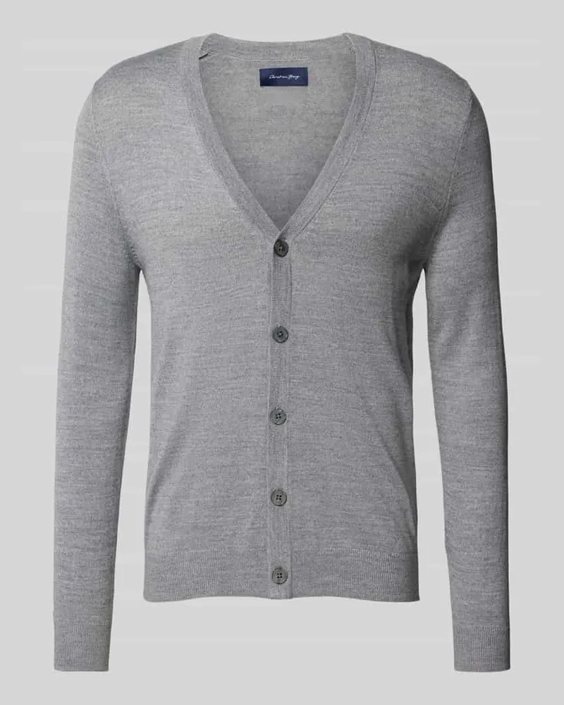 Christian Berg Slim Fit Cardigan aus Woll-Mix mit V-Ausschnitt 