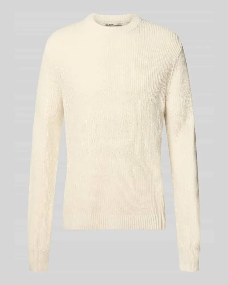 Only & Sons Pullover mit gerippten Abschlüssen Modell 'ONSJONAS Offwhite