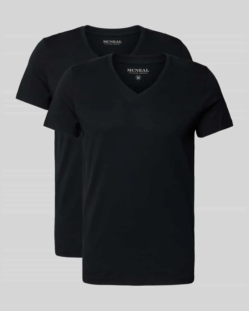 McNeal T-Shirt mit V-Ausschnitt im 2er-Pack Black