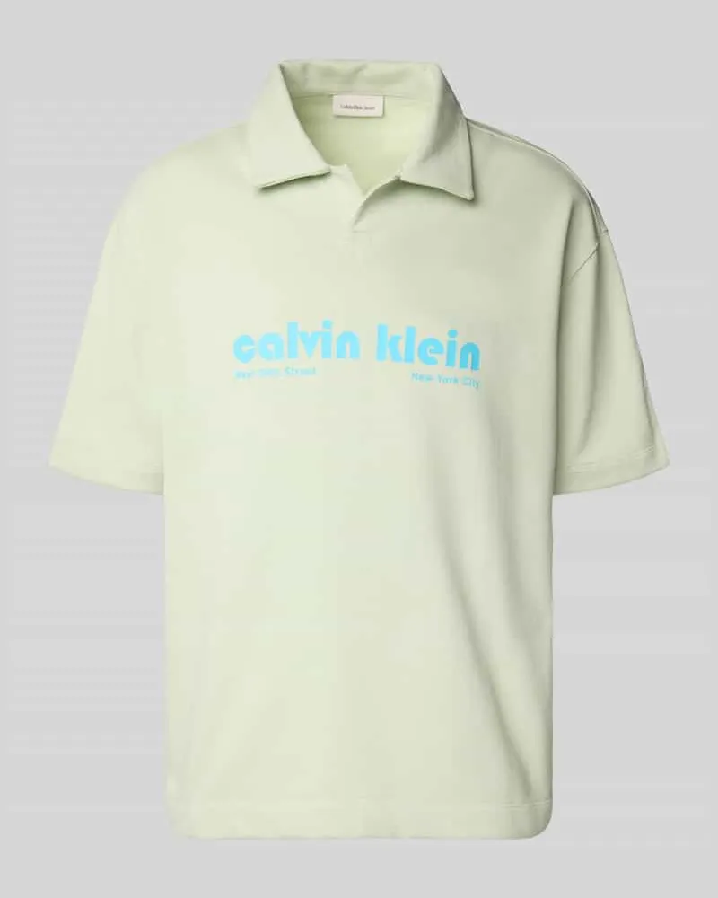Calvin Klein Relaxed Fit Poloshirt mit Label-Print 