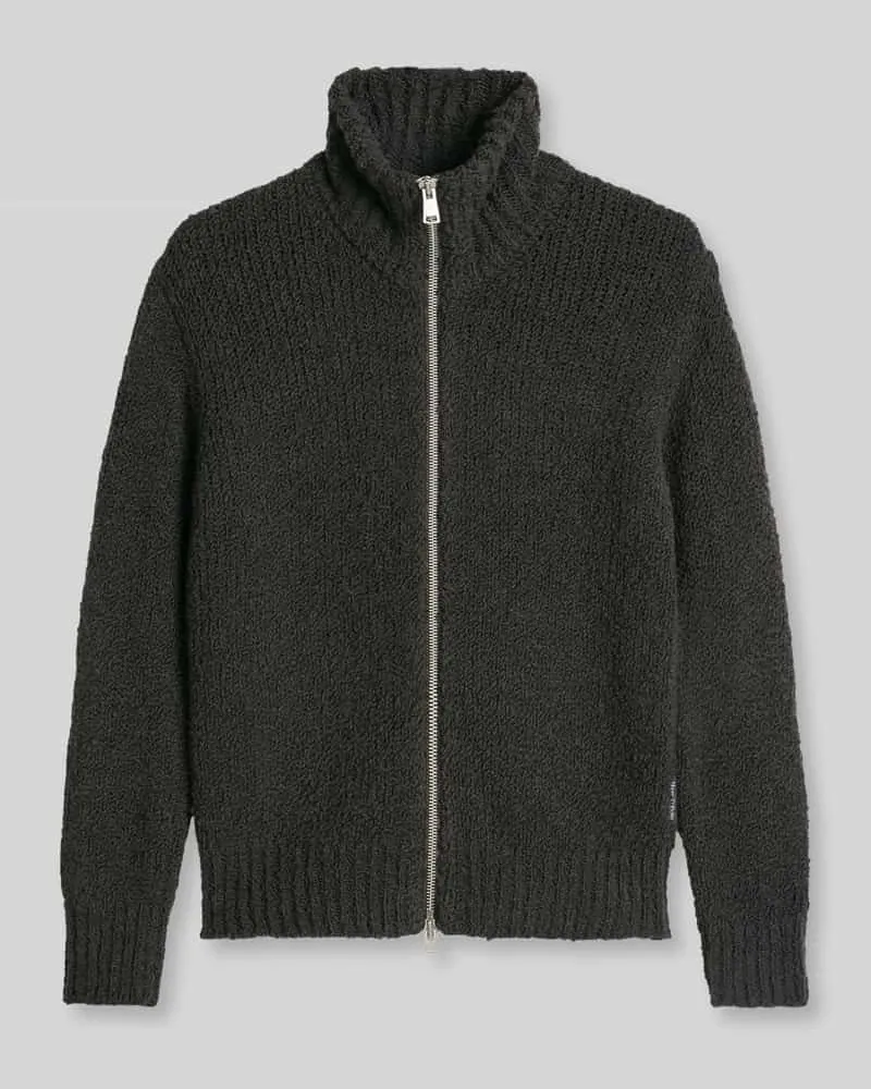 Marc O'Polo Strickjacke aus Schurwolle mit Stehkragen Dunkelbraun