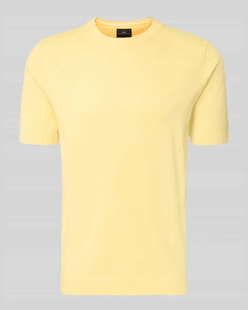 Fynch-Hatton Regular Fit T-Shirt mit Leinen-Anteil in Strick-Optik Gelb