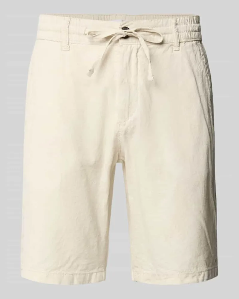 Lindbergh Bermudas aus Leinen-Mix mit französischen Eingrifftaschen Sand