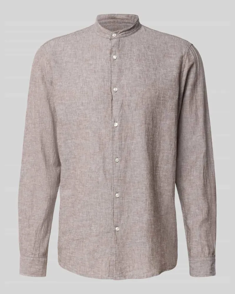 McNeal Regular Fit Freizeithemd aus Leinen-Baumwoll-Mix Mittelbraun