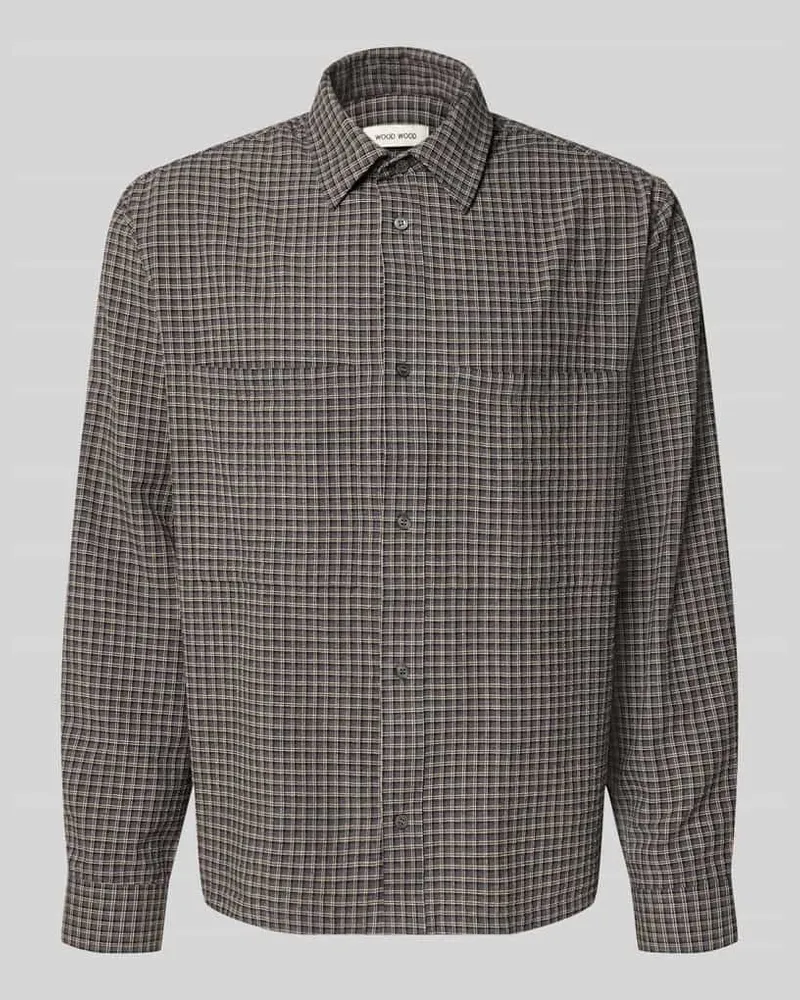 Wood Wood Regular Fit Freizeithemd mit Kentkragen Modell 'Nico Black