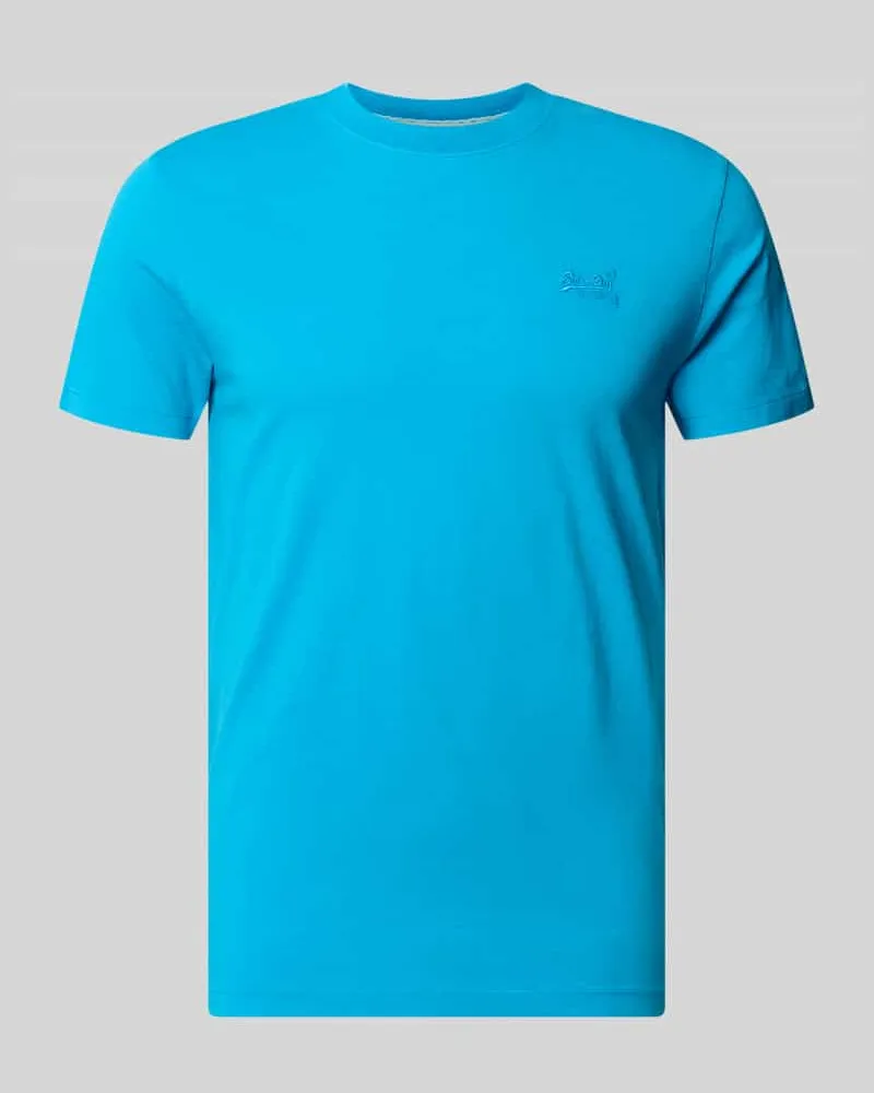 Superdry. T-Shirt mit Rundhalsausschnitt und Label-Stitching Ocean
