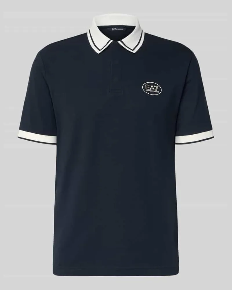 EA7 Regular Fit Poloshirt mit Logo-Print Dunkelblau
