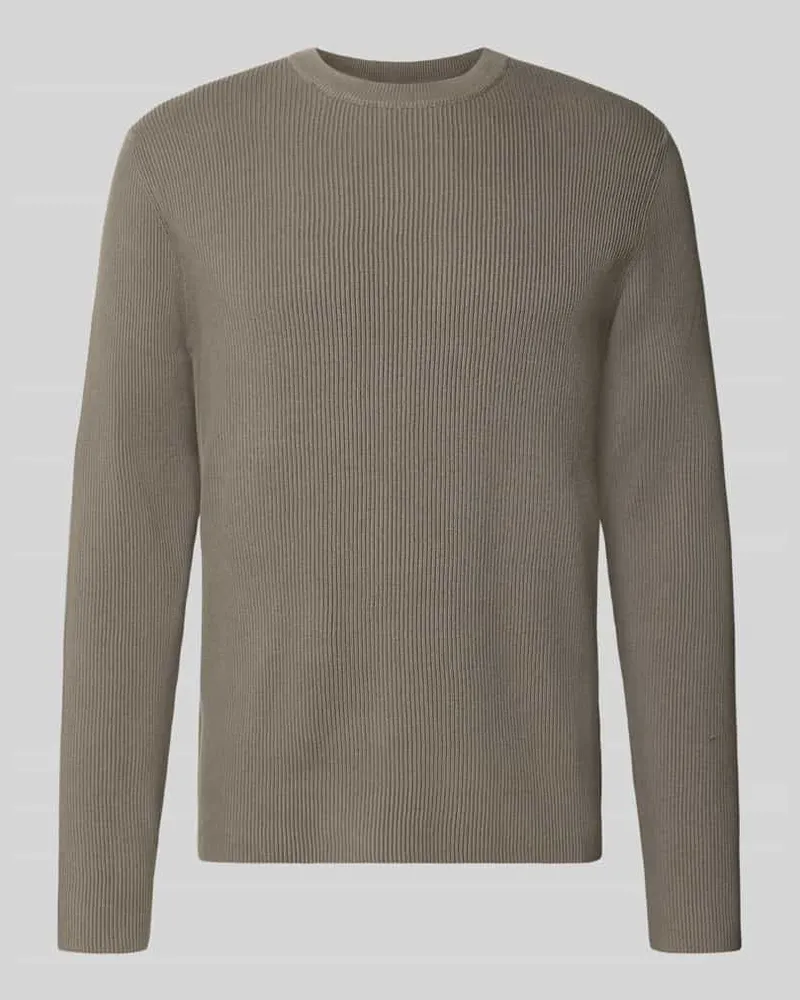 Lindbergh Slim Fit Strickpullover Baumwoll-Mix Taupe