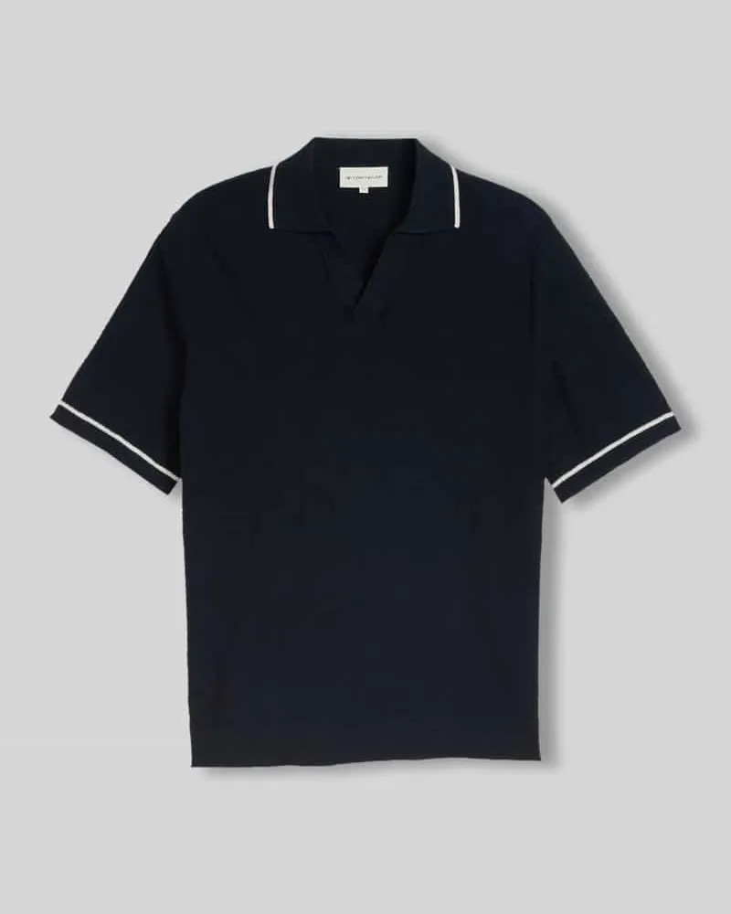 Tom Tailor Regular Fit Poloshirt aus reiner Baumwolle in Strickoptik Marine