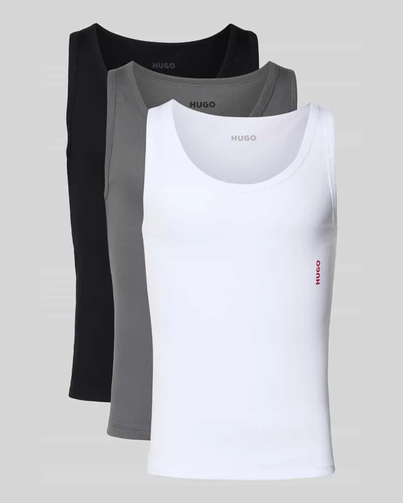 HUGO BOSS Shaped Fit Unterhemd aus reiner Baumwolle im 3er Pack Modell 'TANK TOP TRIPL Mittelgrau