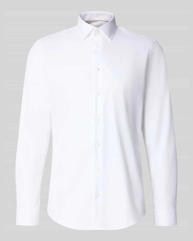 JAKE*S Slim Fit Businesshemd aus reiner Baumwolle Weiss