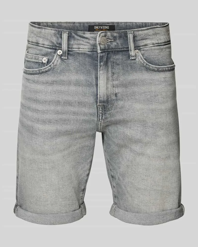 Only & Sons Regular Fit Jeansshorts aus Baumwoll-Mix Modell 'PLY MGD 8774 Mittelgrau