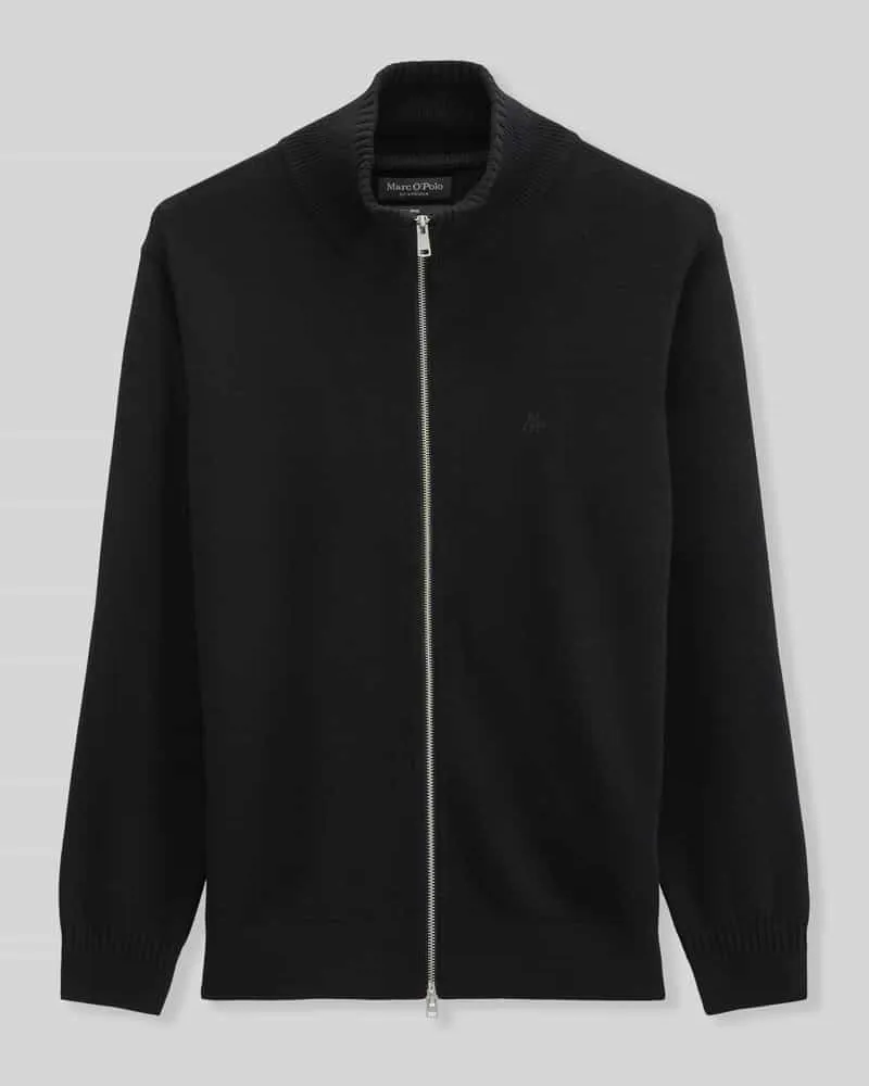 Marc O'Polo Regular Fit Strickjacke aus Baumwoll-Mix Black