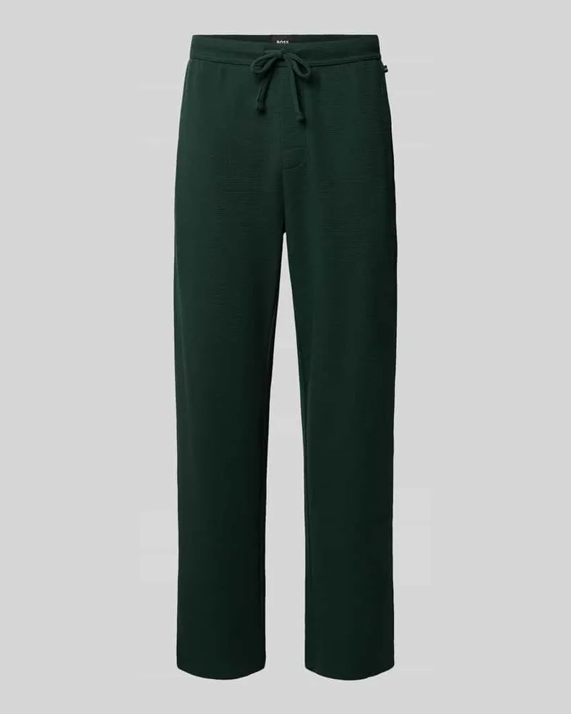 HUGO BOSS Regular Fit Sweathose aus Baumwoll-Mix Dunkelgruen