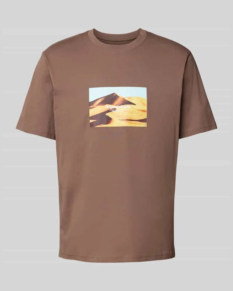Jack & Jones T-Shirt mit Motiv-Print Modell 'VESTERBRO Taupe