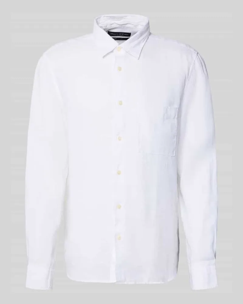 Marc O'Polo Regular Fit Freizeithemd aus reinem Leinen Weiss