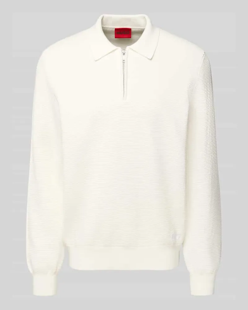HUGO BOSS Relaxed Fit Strickpullover aus reiner Baumwolle Modell 'SAN PAULEY-C Offwhite