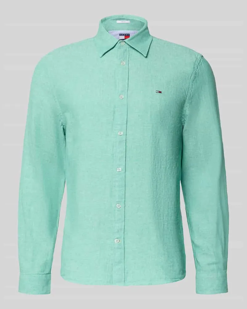 Tommy Hilfiger Regular Fit Freizeithemd aus Leinen-Baumwoll-Mix Gruen