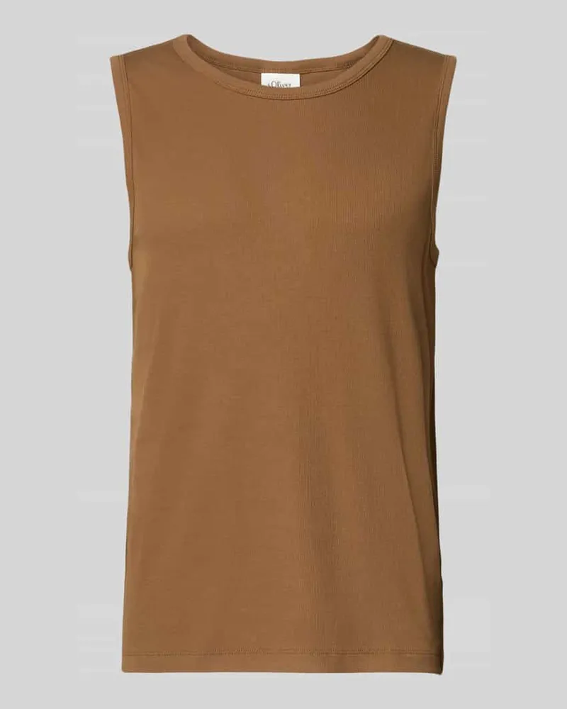 S.Oliver Slim Fit Tank Top aus Baumwoll-Mix Mittelbraun