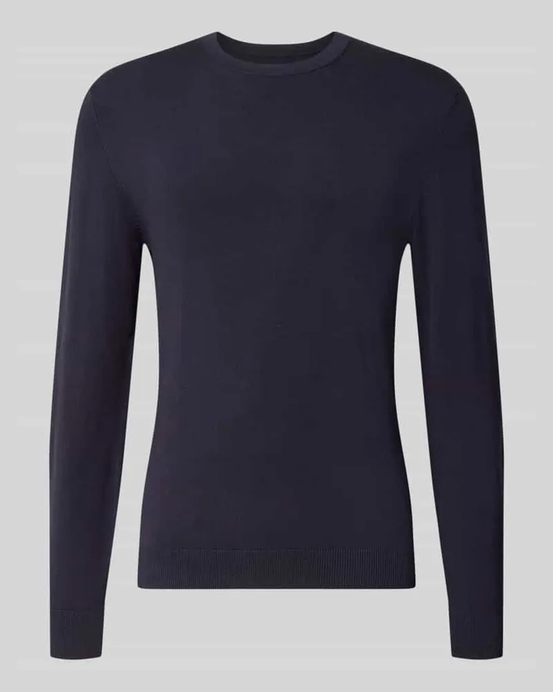 McNeal Strickpullover mit geripptem Rundhalsausschnitt Marine