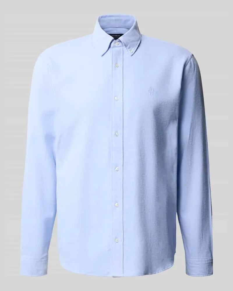 McNeal Regular Fit Freizeithemd aus reiner Baumwolle mit Label-Stitching Hellblau