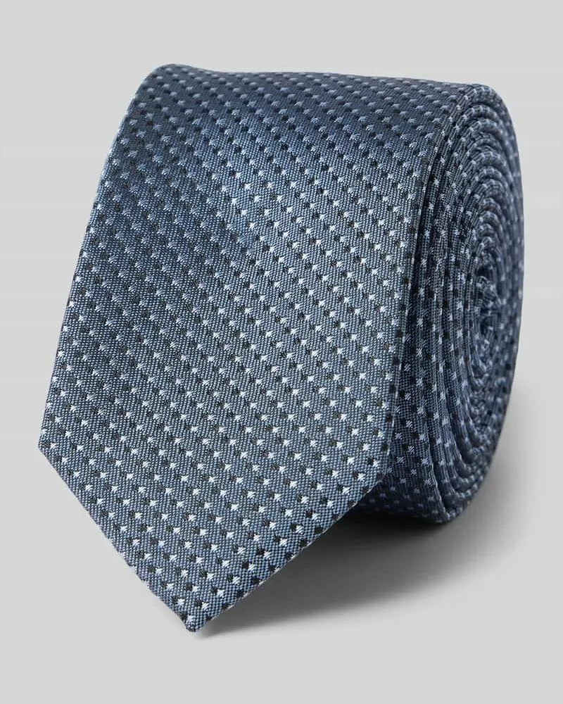Olymp Krawatte aus Seide mit Allover-Muster Jeansblau