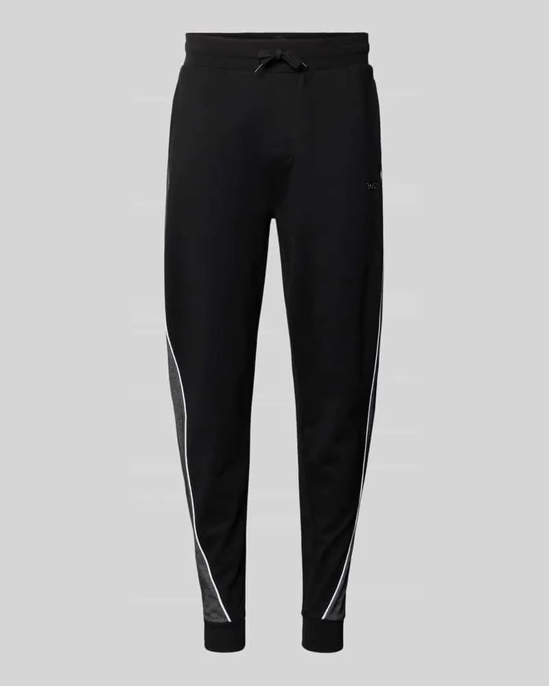 HUGO BOSS Regular Fit Sweatpants aus Baumwoll-Mix Black