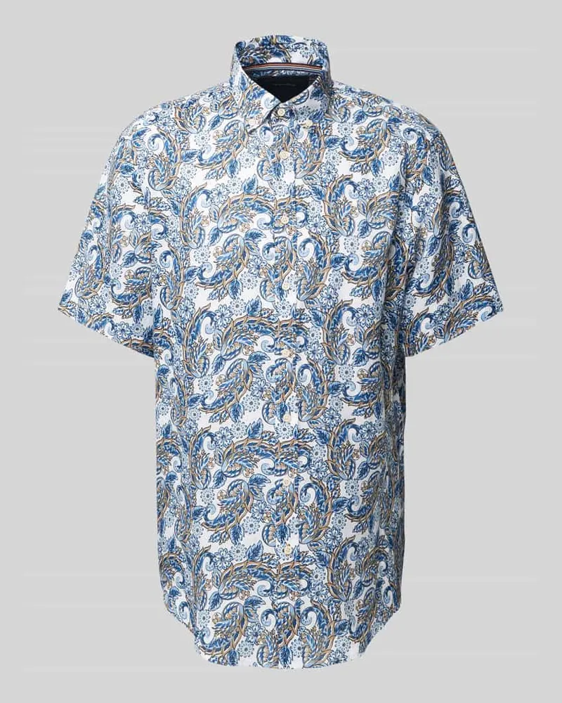 Christian Berg Regular Fit Freizeithemd aus reinem Leinen Bleu