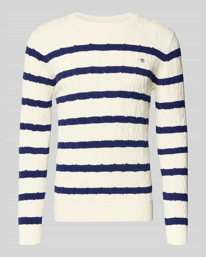 Gant Slim Fit Pullover in Strick-Optik Offwhite