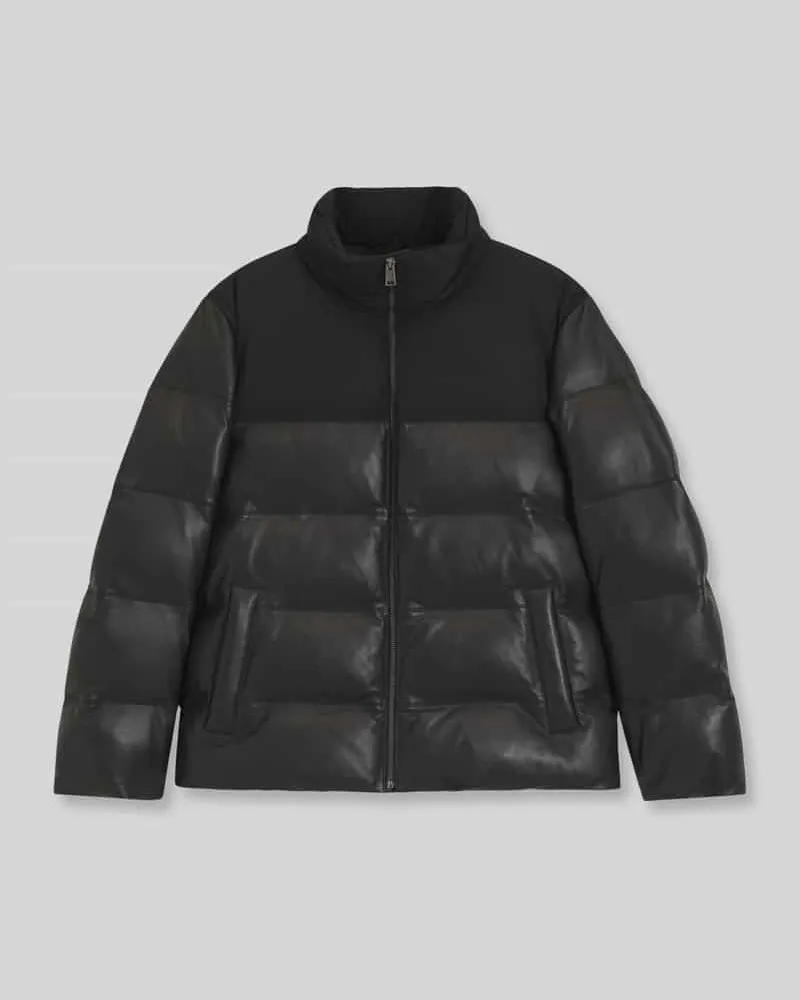 HUGO BOSS Lederjacke aus Lammfellnappa mit Stehkragen Black