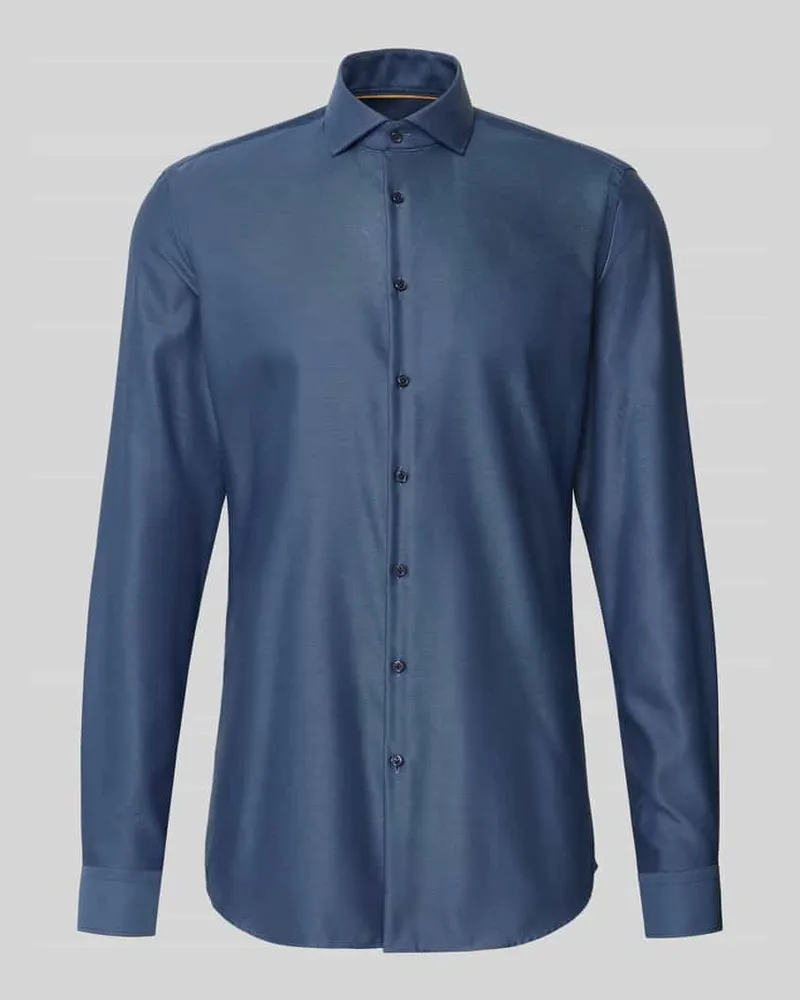 JAKE*S Slim Fit Businesshemd in Premiumqualität mit extra langem Arm Marine