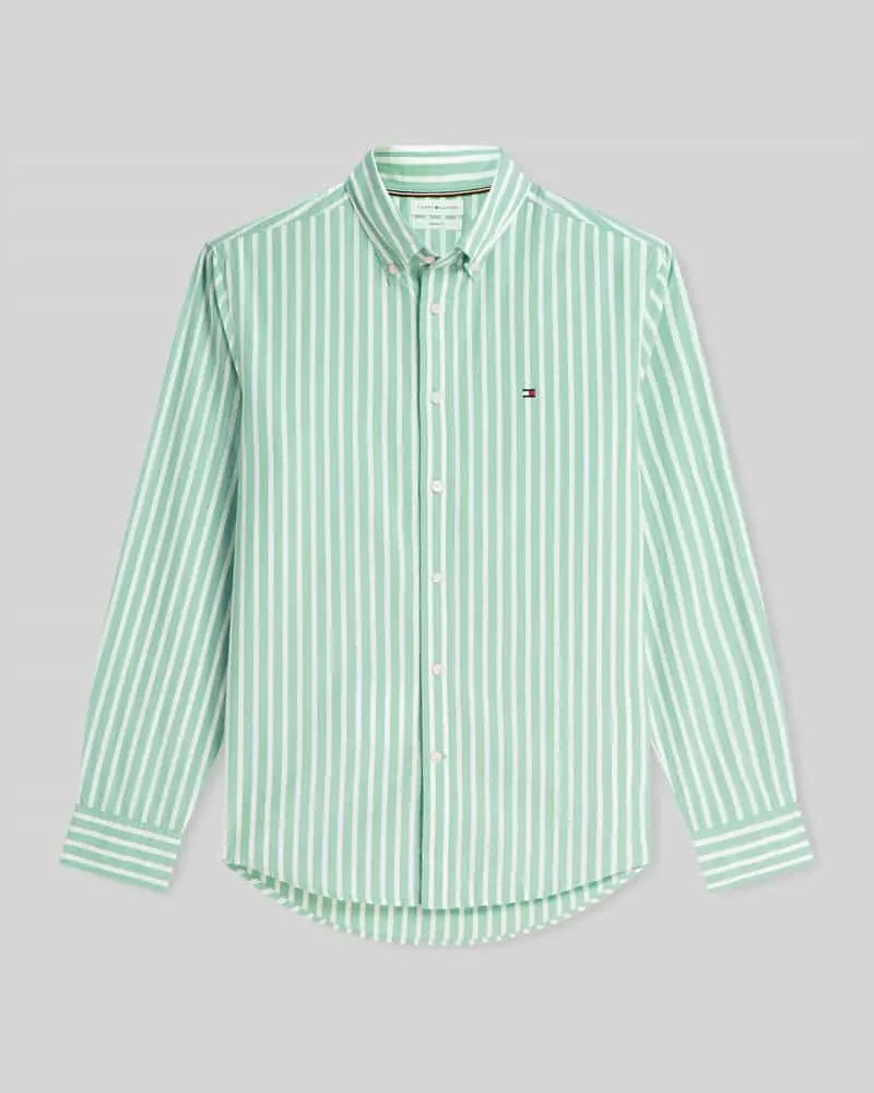 Tommy Hilfiger Regular Fit Freizeithemd aus reiner Baumwolle Hellgruen