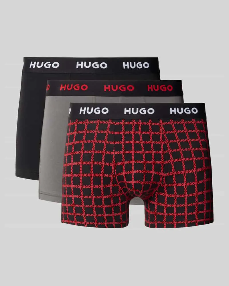 HUGO BOSS Pants mit elastischem Logo-Bund im 3er-Pack Mittelgrau
